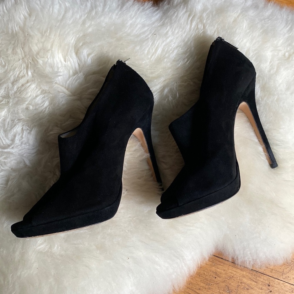Jimmy Choo Black Suede Heeled Booties 7.5 EU 38
